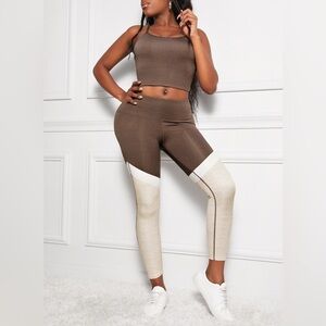 Crisscross Sports Cami and Color Block Leggings Set